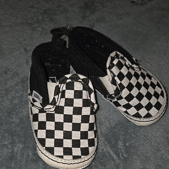 Vans Kids Checkered Slip-On Shoes - Black and White Infant Size 3 - Picture 1 of 14
